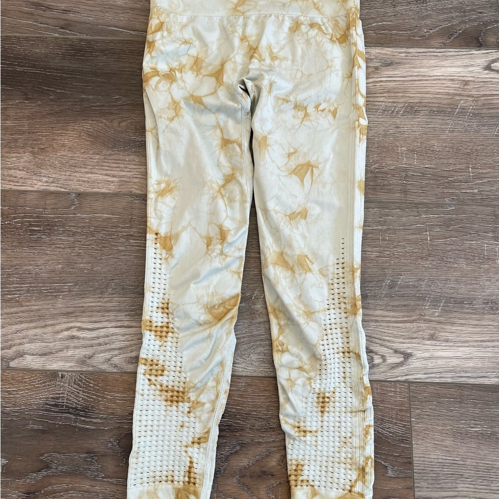 Movi blue and Brown tie dye Patterned Leggings NWOT size S